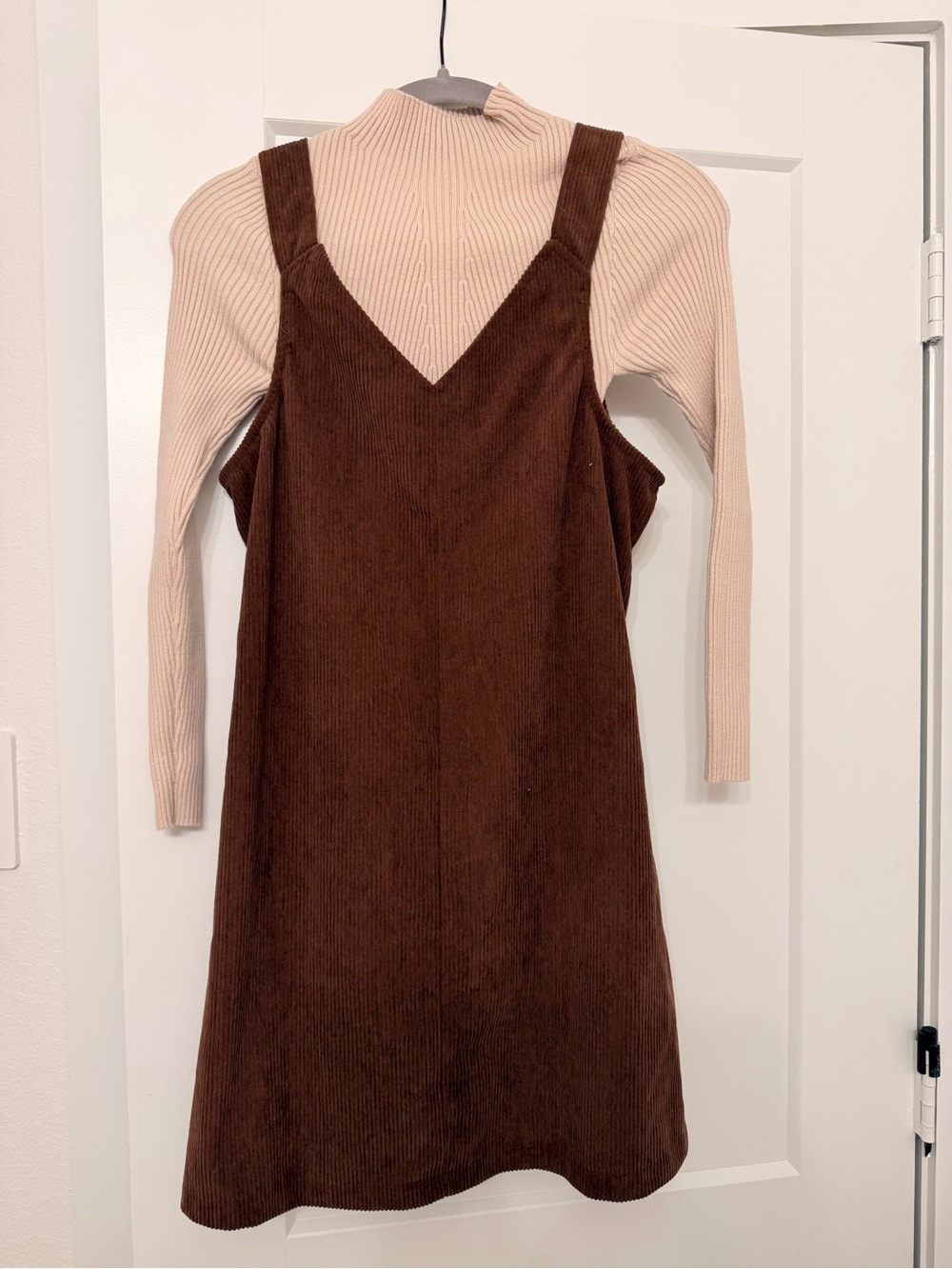 Women’s Brown Corduroy Pinafore Dress